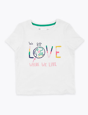 Cotton World Love Slogan T-Shirt (2-7 Yrs) | M&S
