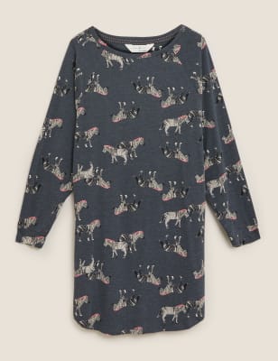 Cotton Zebra Print Short Nightdress