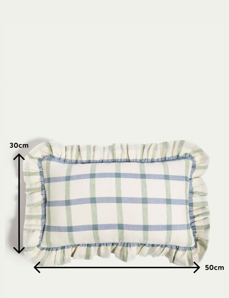 Cotton with Linen Checked Bolster Cushion 8 of 8