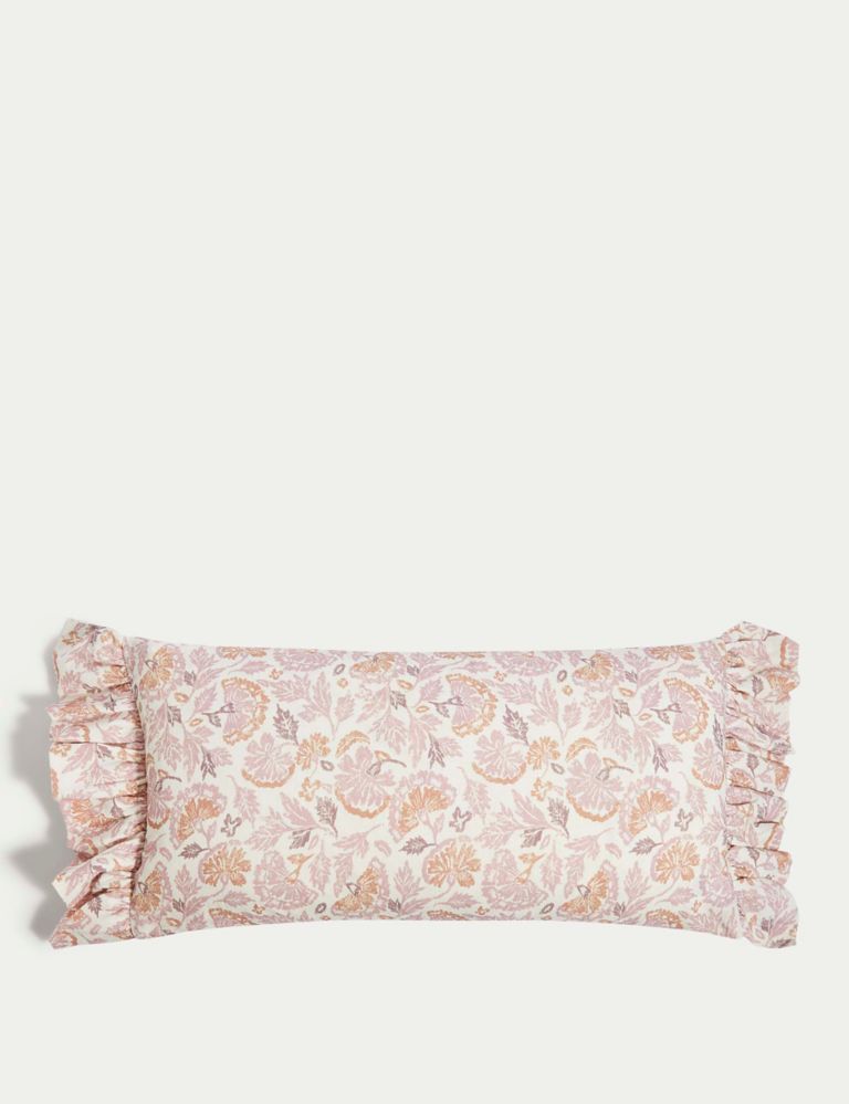 Cotton with Linen Floral Bolster Cushion 1 of 3