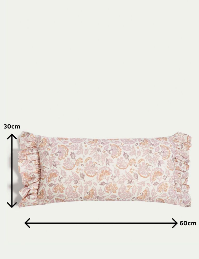 Cotton with Linen Floral Bolster Cushion 4 of 4