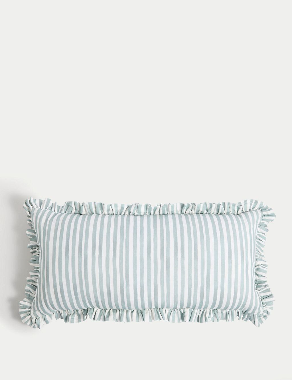 Cotton with Linen Leaf & Striped Bolster Cushion 5 of 6