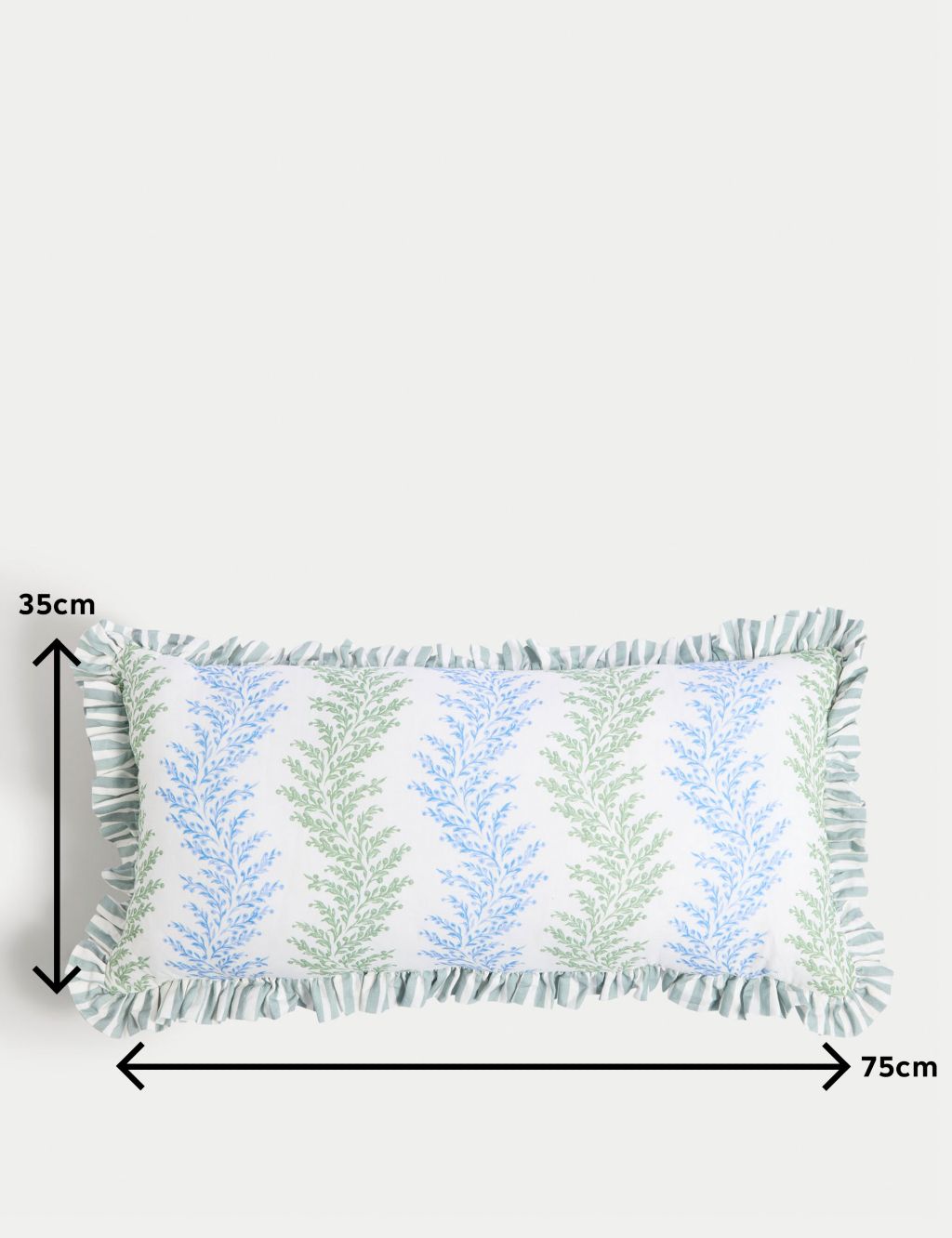 Cotton with Linen Leaf & Striped Bolster Cushion 5 of 7