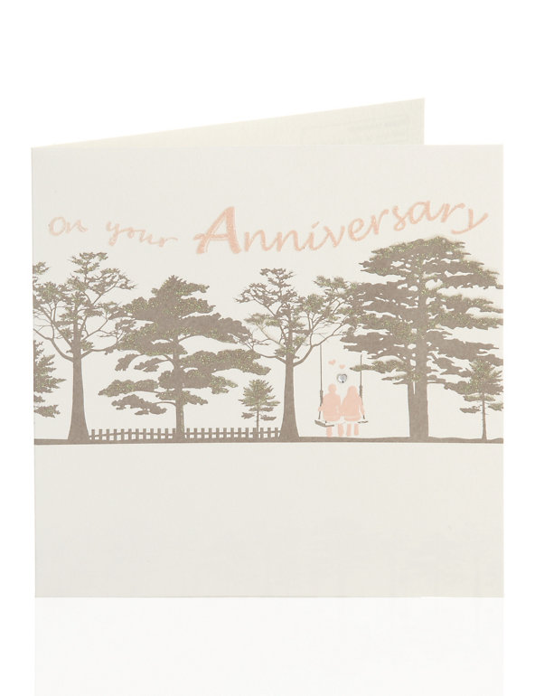 Couple Swing, Glitter Lettering Anniversary Card Image 1 of 2