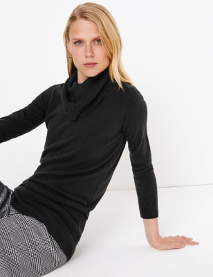 cowl neck longline jumper