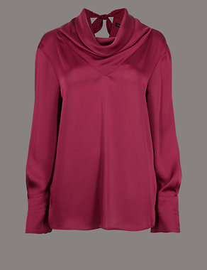 Cowl Neck Long Sleeve Blouse Image 2 of 4