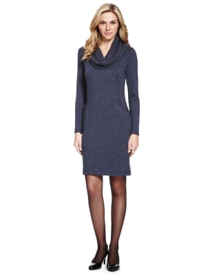 Cowl neck shop shift dress