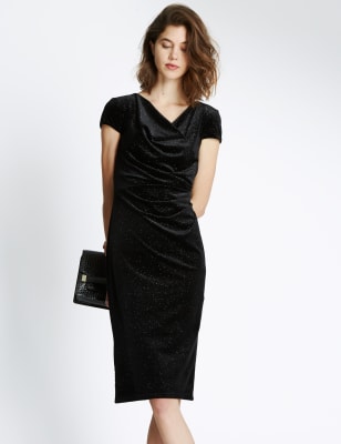 m&s black velvet dress