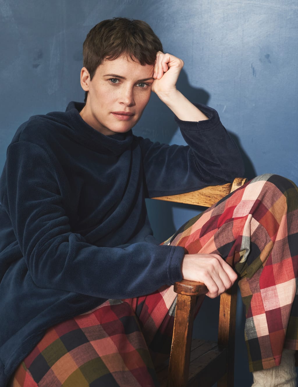 Striped geometric cowl neck sweatshirt clearance