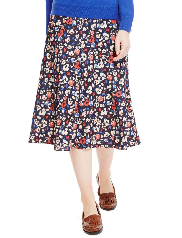 Crêpe Ditsy Floral A-Line Skirt 1 of 4