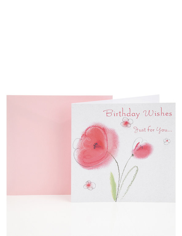 Crayon Flower Birthday Greetings Card Image 1 of 2