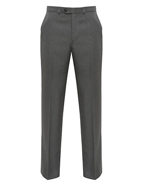 Crease Resistant Flat Front Pinhead Trousers Image 2 of 5