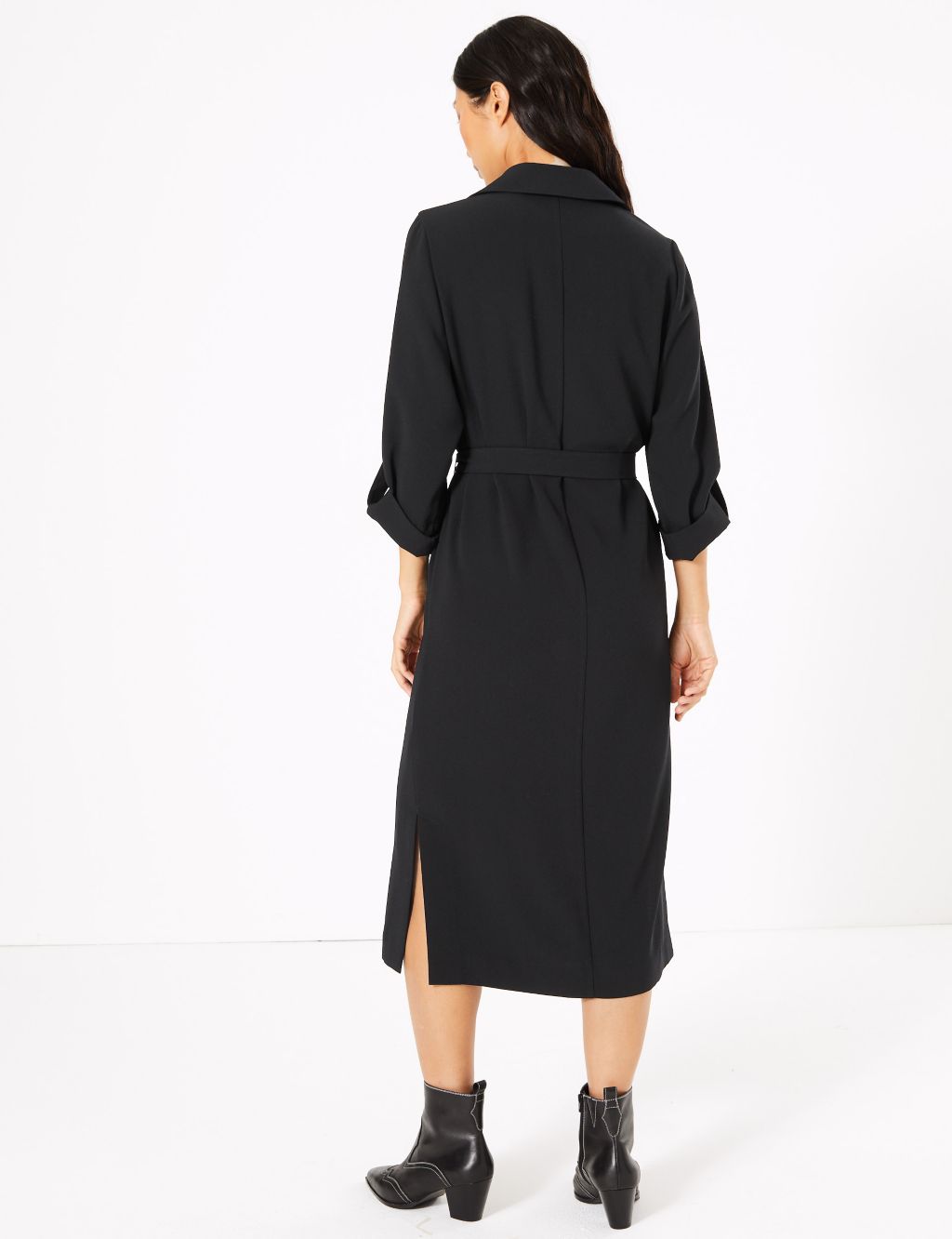 Crepe Belted Midi Shirt Dress | M&S Collection | M&S