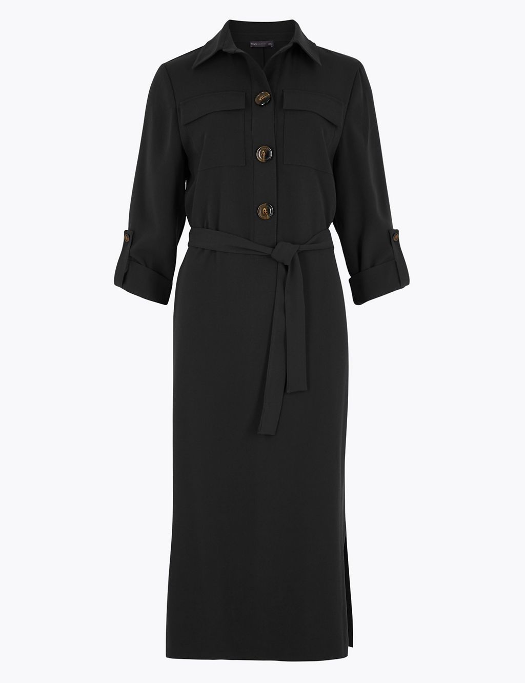 Crepe Belted Midi Shirt Dress | M&S Collection | M&S