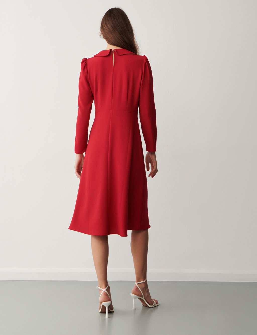 Crepe Button Detail Midi Tailored Dress 2 of 4