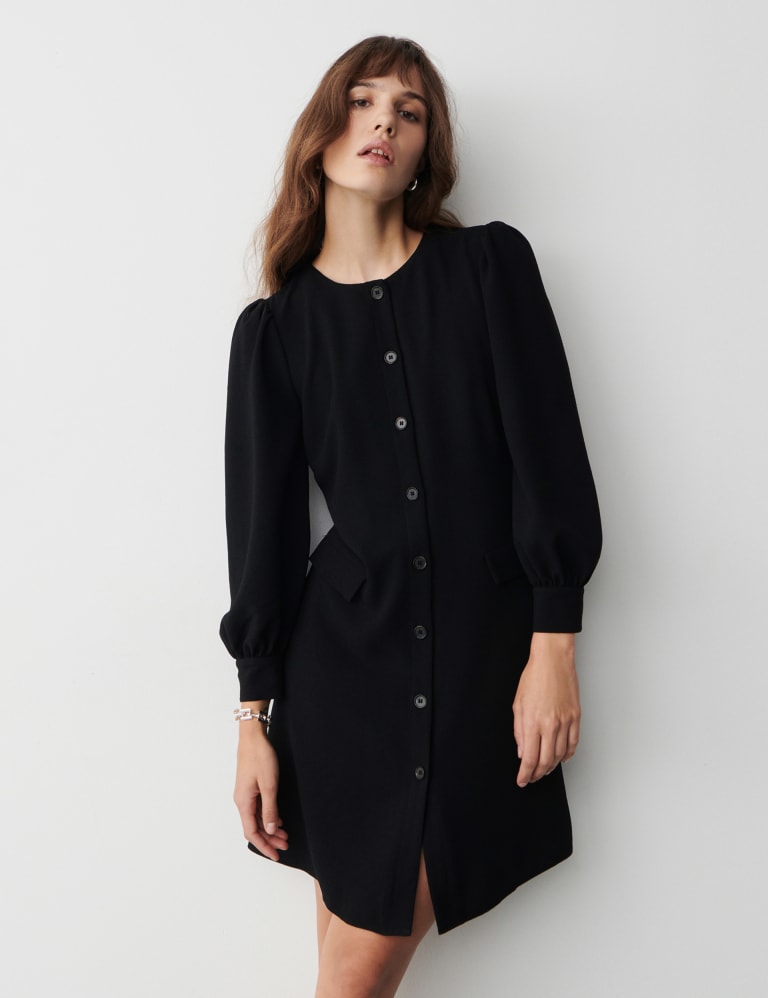 Crepe Button Through Mini Skater Dress | Finery London | M&S