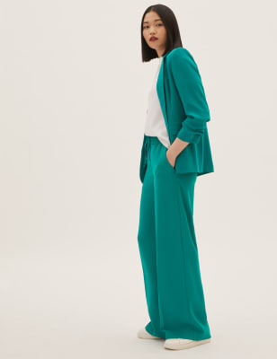 Crepe Drawstring Wide Leg Trousers, M&S Collection