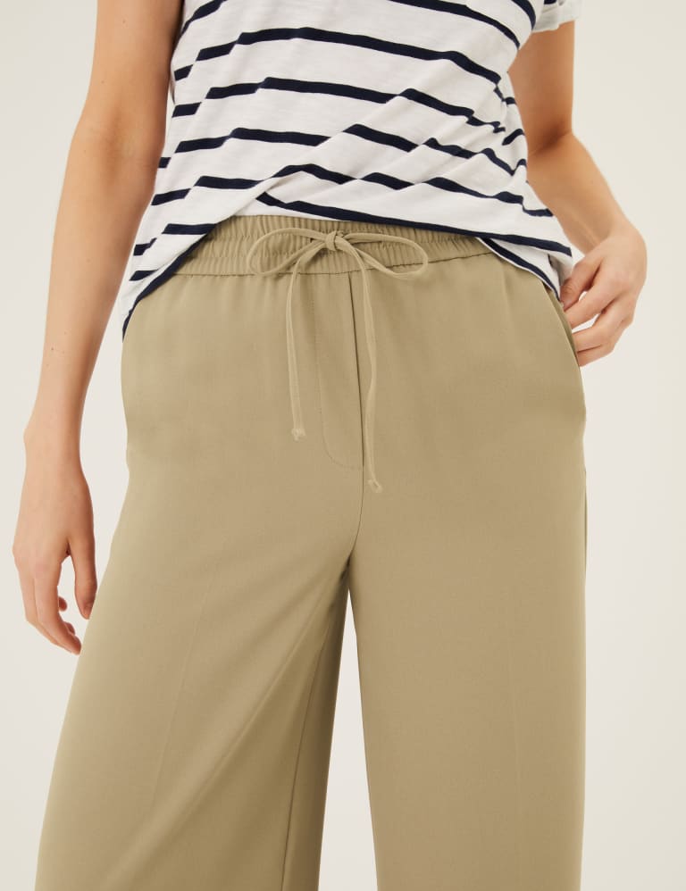Crepe Drawstring Wide Leg Trousers M S Collection M S