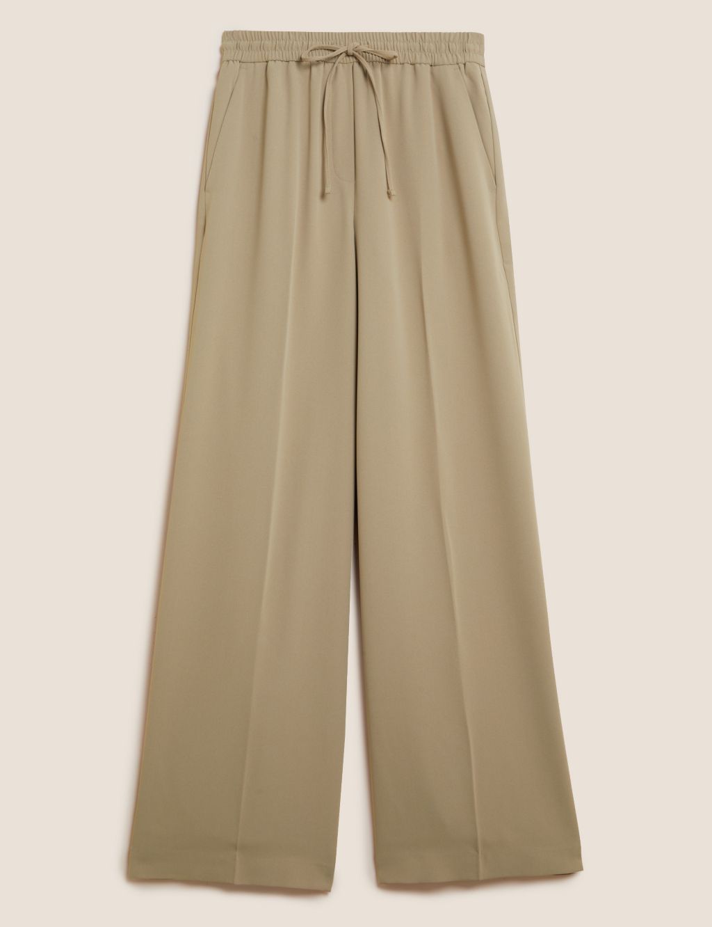 Crepe Drawstring Wide Leg Trousers 1 of 6