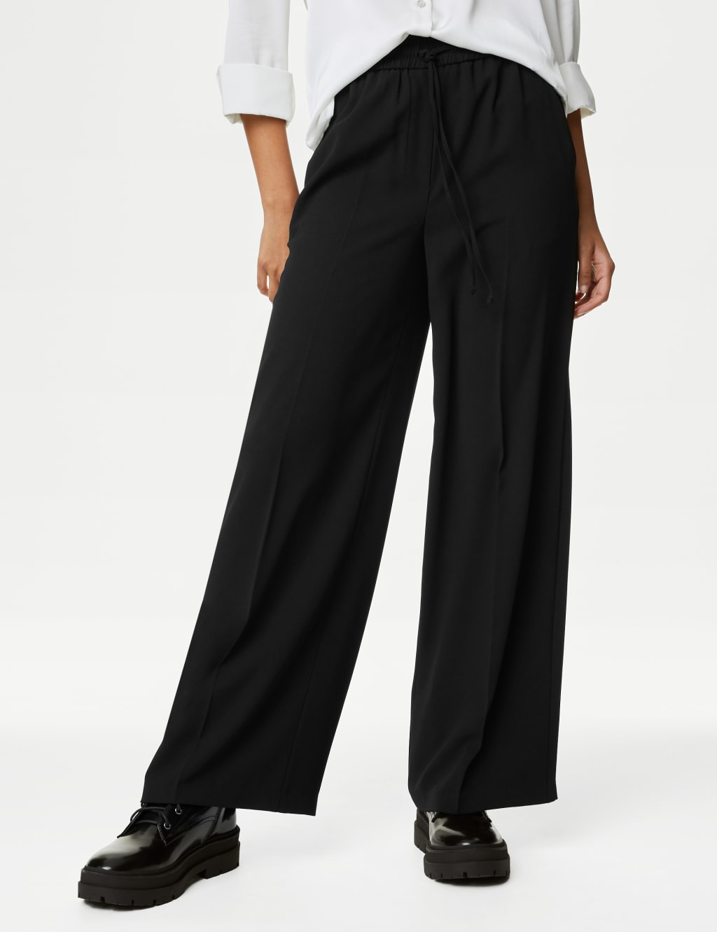 Crepe Drawstring Wide Leg Trousers M&S Collection M&S