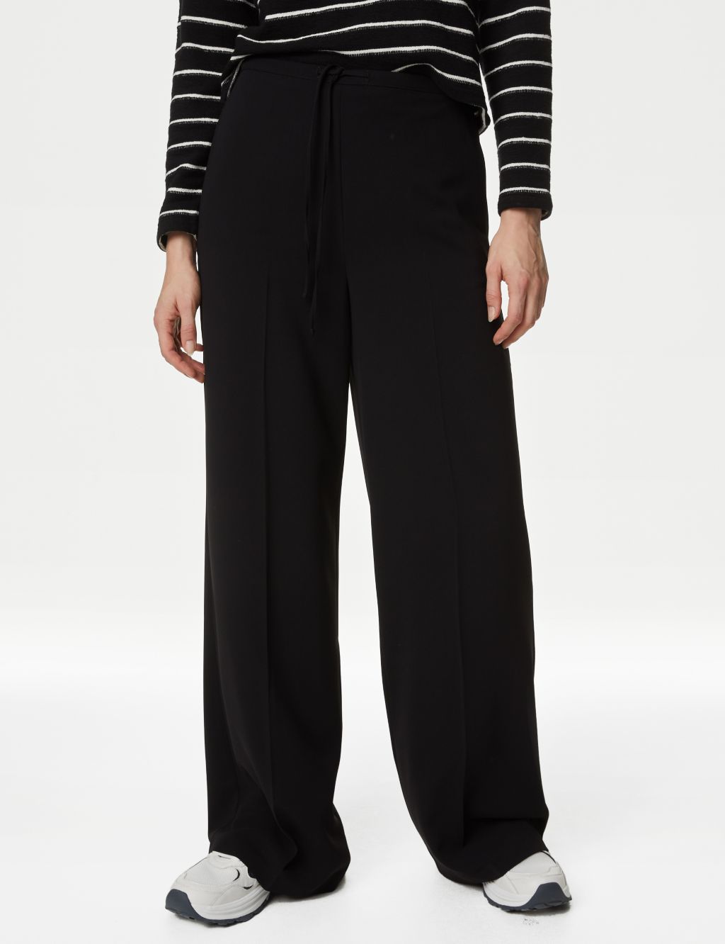 Crepe Elasticated Waist Wide Leg Trousers | M&S Collection | M&S