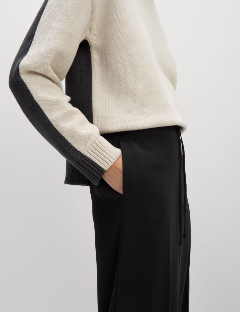 Crepe Elasticated Waist Wide Leg Trousers M S Collection M S