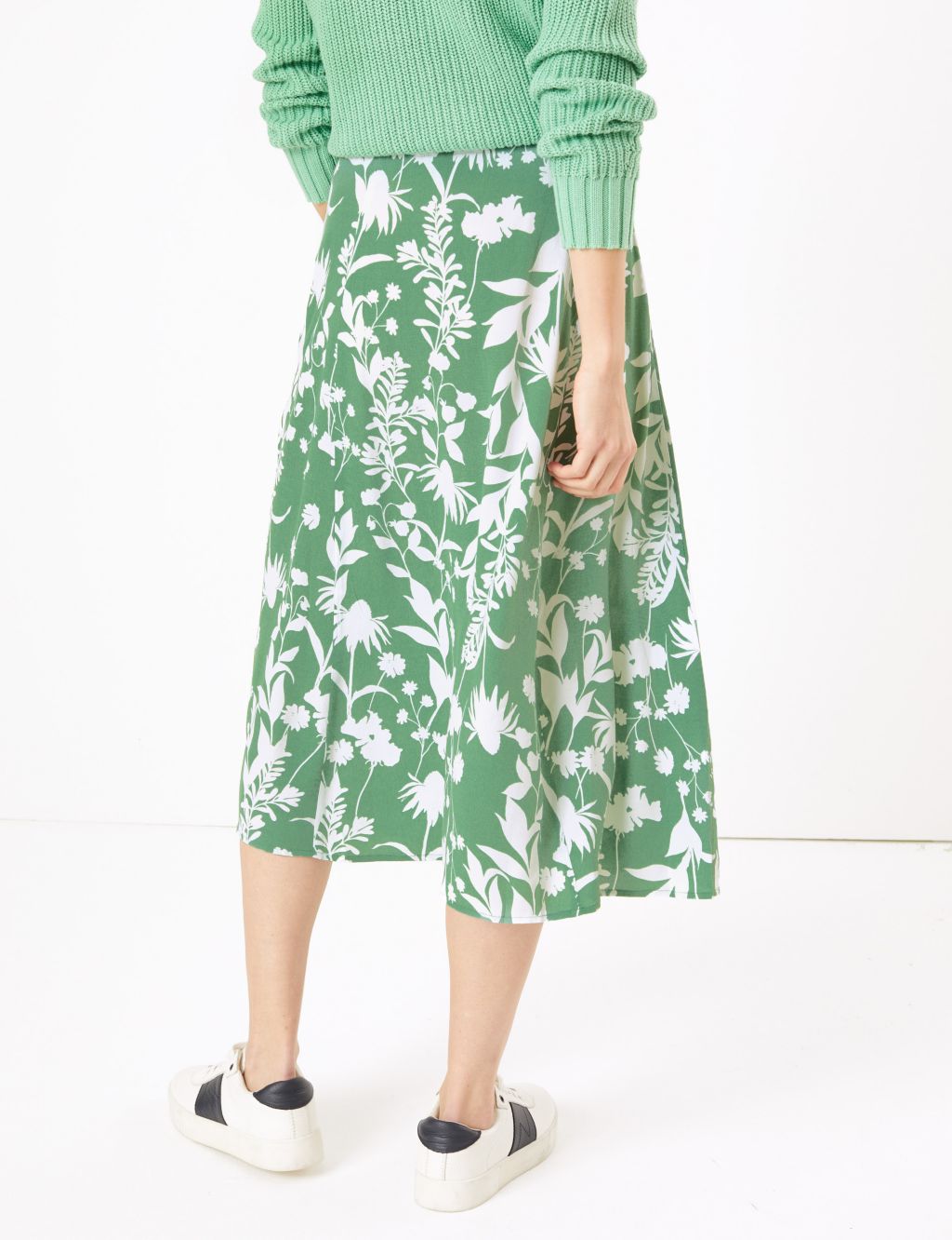 Crepe Floral Midi A-Line Skirt | M&S Collection | M&S