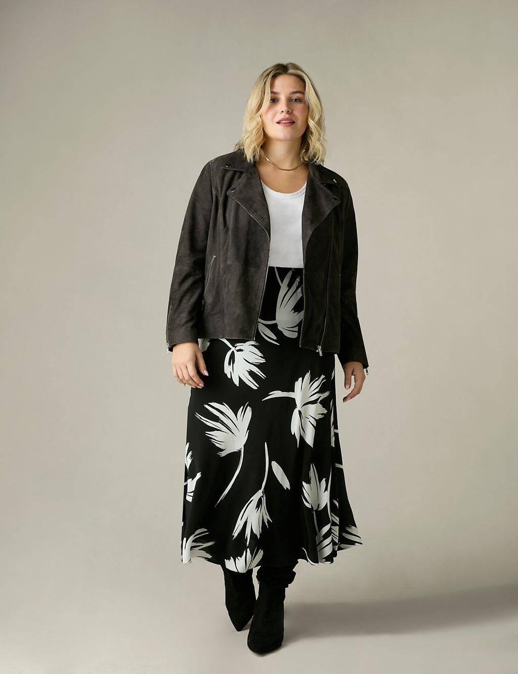 Crepe Floral Midi Slip Skirt 1 of 7