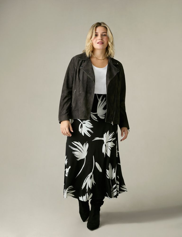 Crepe Floral Midi Slip Skirt 2 of 7