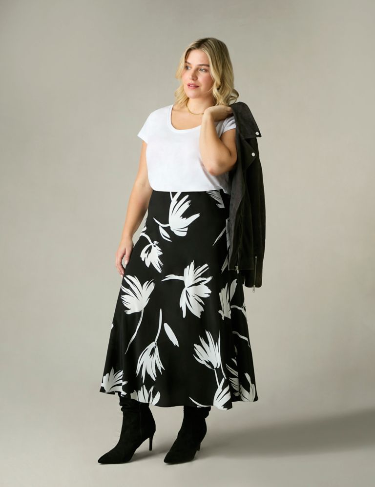 Crepe Floral Midi Slip Skirt 7 of 7