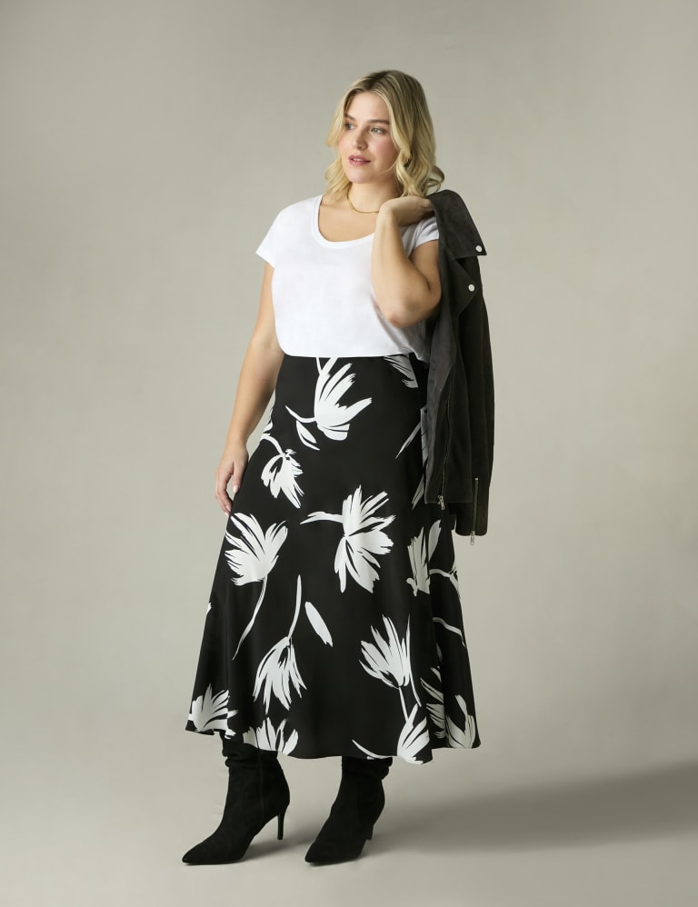 Crepe Floral Midi Slip Skirt 7 of 7