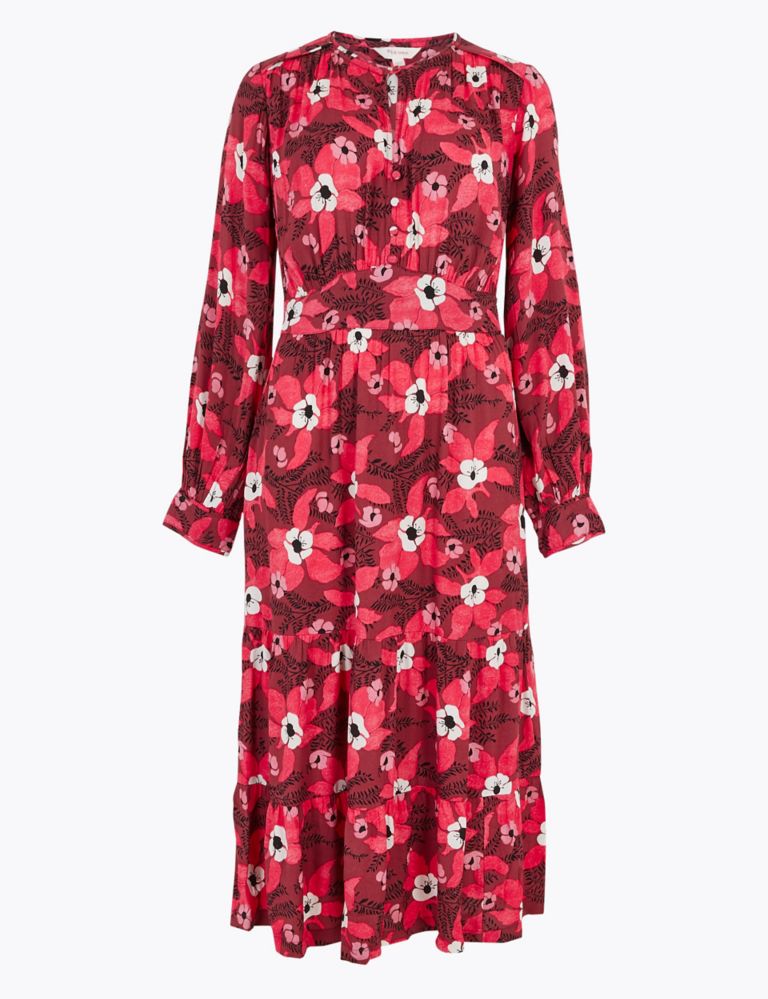 Crepe Floral Waisted Dress 2 of 5
