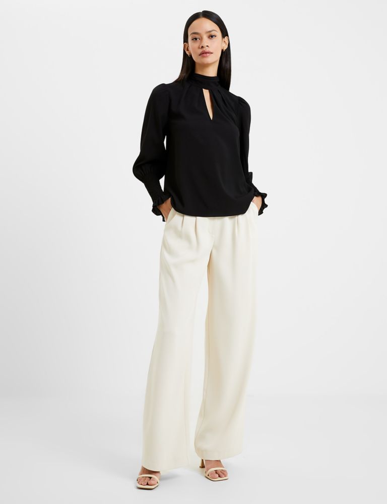 Crepe High Neck Blouson Sleeve Blouse | French Connection | M&S