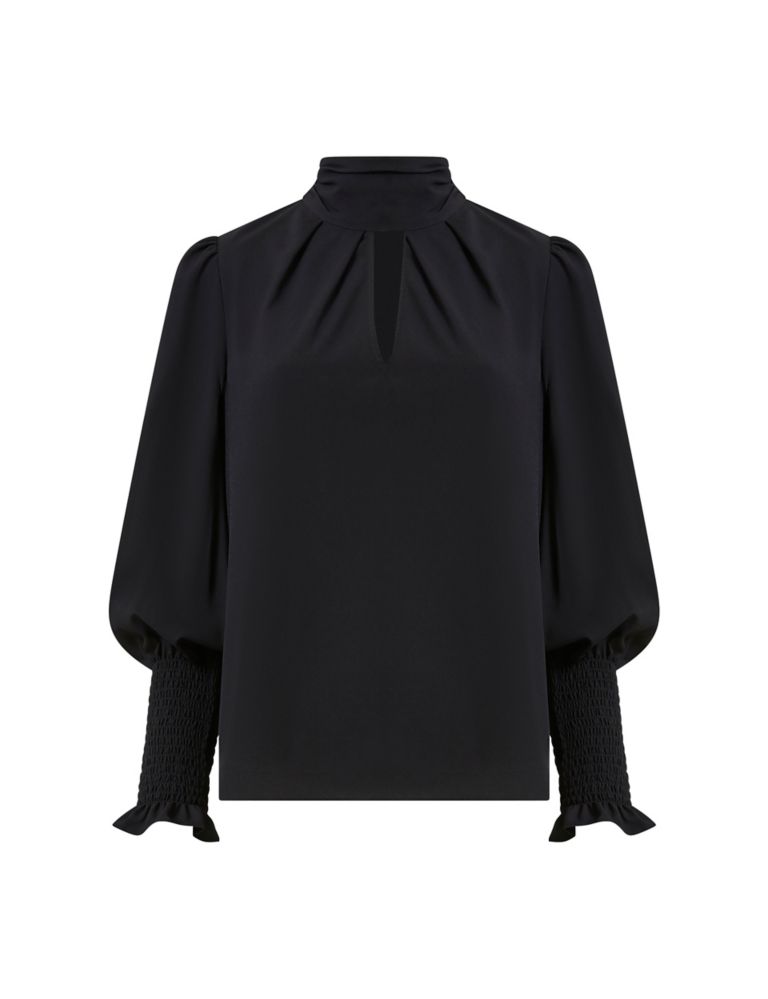 Crepe High Neck Blouson Sleeve Blouse | French Connection | M&S