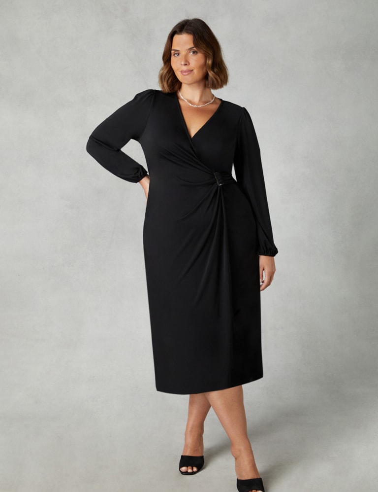 Jersey midi wrap dress sales