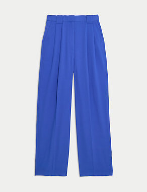 Crepe Pleat Front Straight Leg Trousers Image 2 of 5