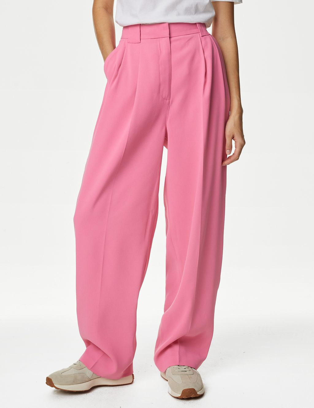 Crepe Pleat Front Straight Leg Trousers 5 of 6