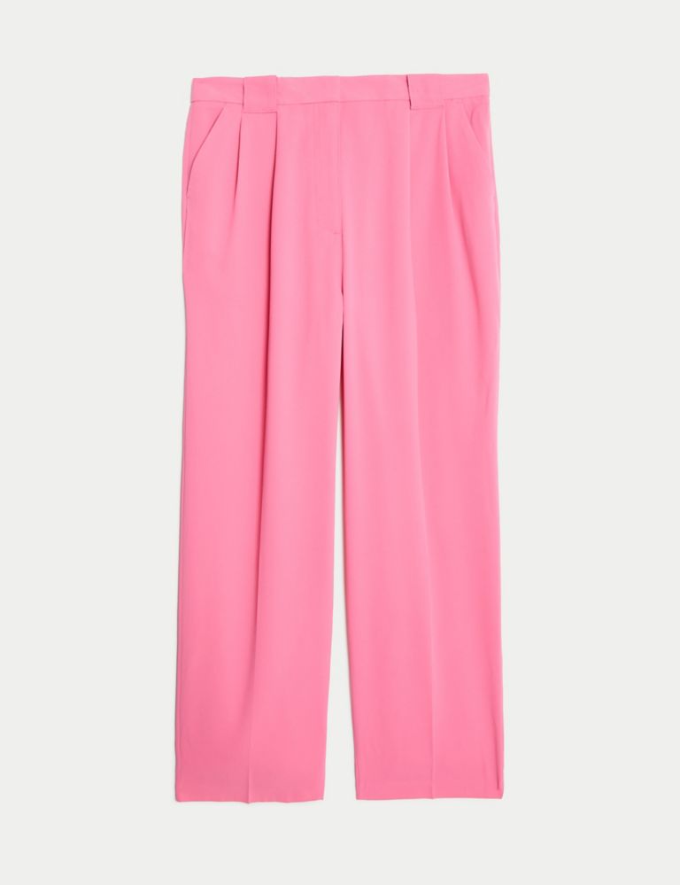 Crepe Pleat Front Straight Leg Trousers 3 of 6