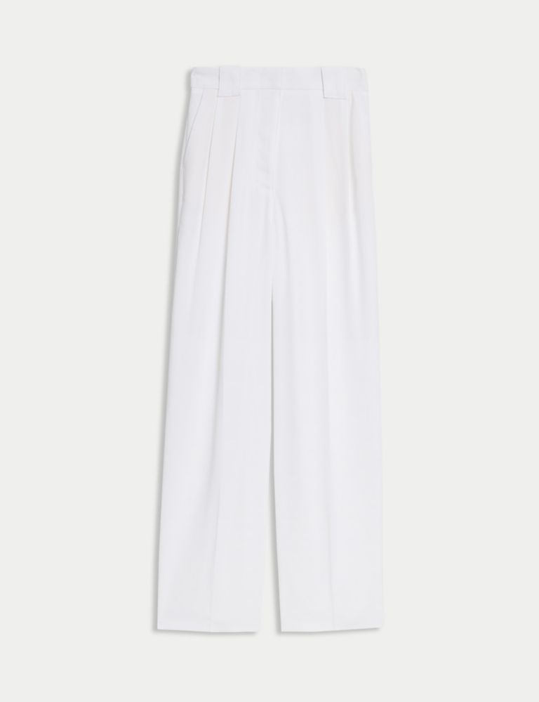 Crepe Pleat Front Straight Leg Trousers 2 of 5