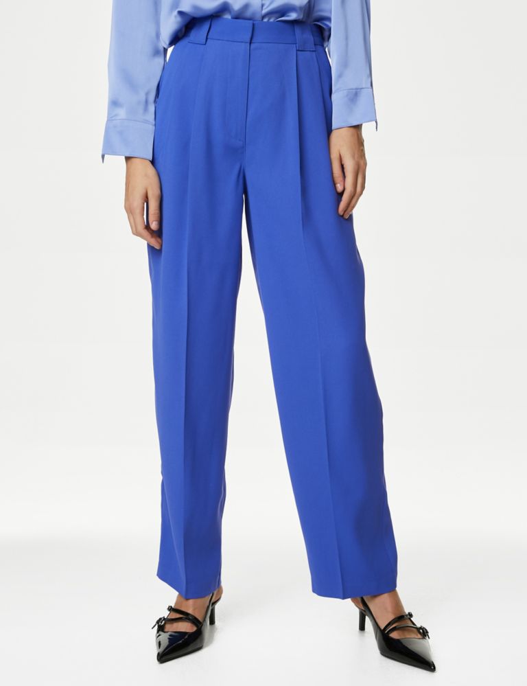 Crepe Pleat Front Straight Leg Trousers 3 of 5