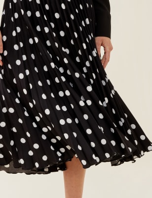 black and white polka dot skater skirt