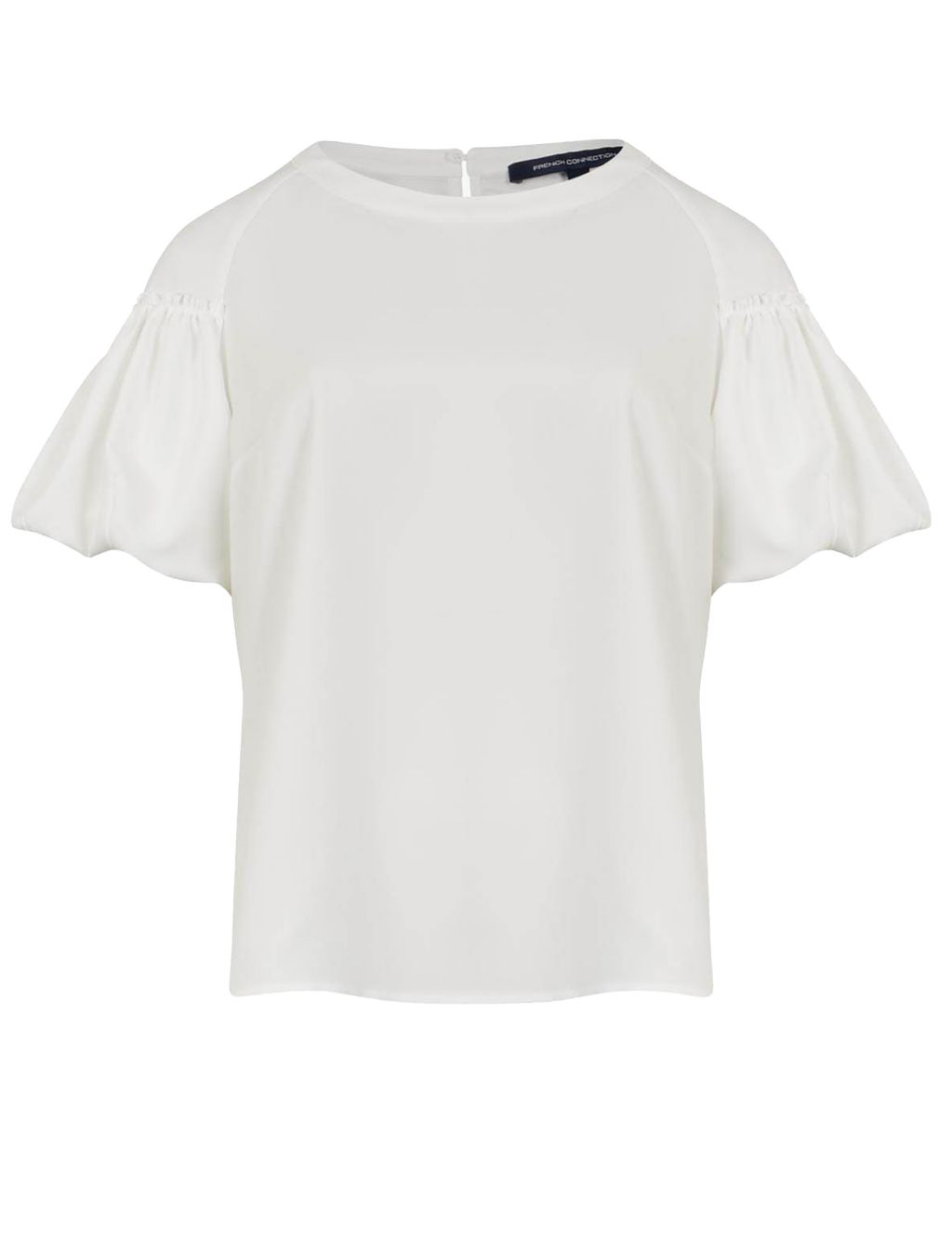 Crepe Round Neck Puff Sleeve Top 1 of 4