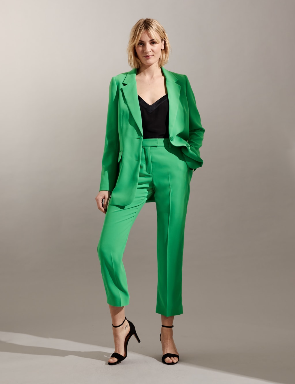 Crepe Straight Leg Ankle Grazer Trousers