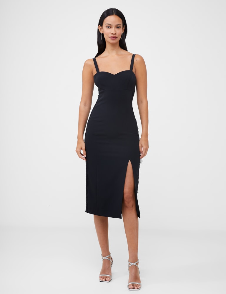 Crepe Sweetheart Neckline Midi Slip Dress