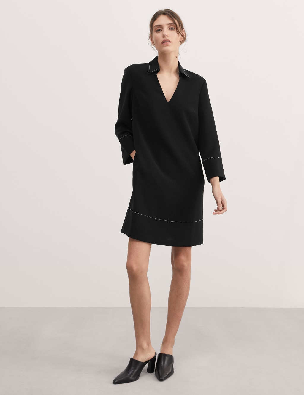 DONNA KARAN Womens White Textured Lined Handkerchief Hem Sleeveless Round Neck Knee Length Shift Dress