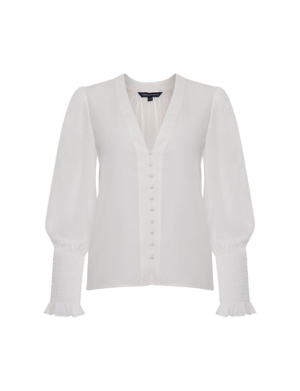 Crepe V-Neck Relaxed Button Through Blouse 1 of 4