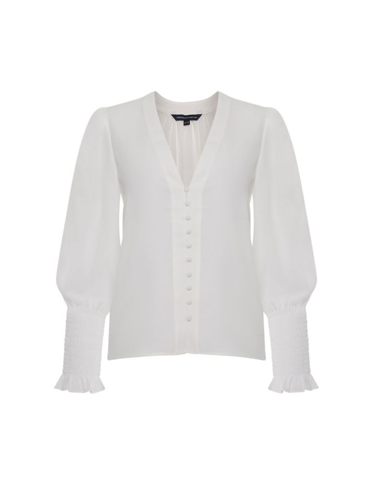 Crepe V-Neck Relaxed Button Through Blouse 2 of 4