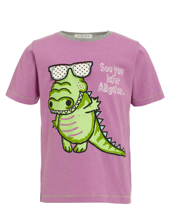 Crew Neck Alligator Print T-Shirt Image 1 of 1
