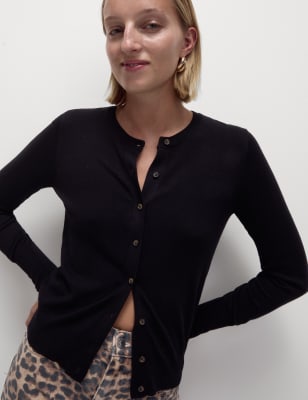 Black button front clearance cardigan