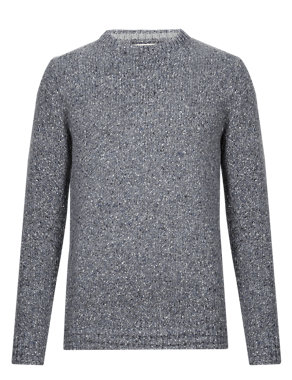 Crew Neck Flecked Jumper with Wool Image 2 of 4